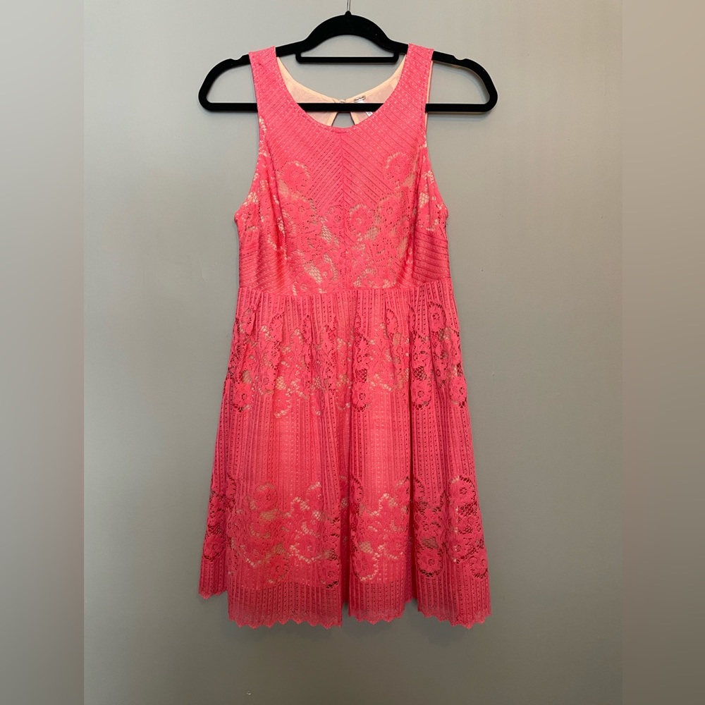 Free people lace cutout back halter mini